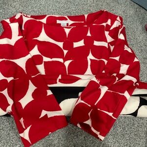 Red white black floral dress